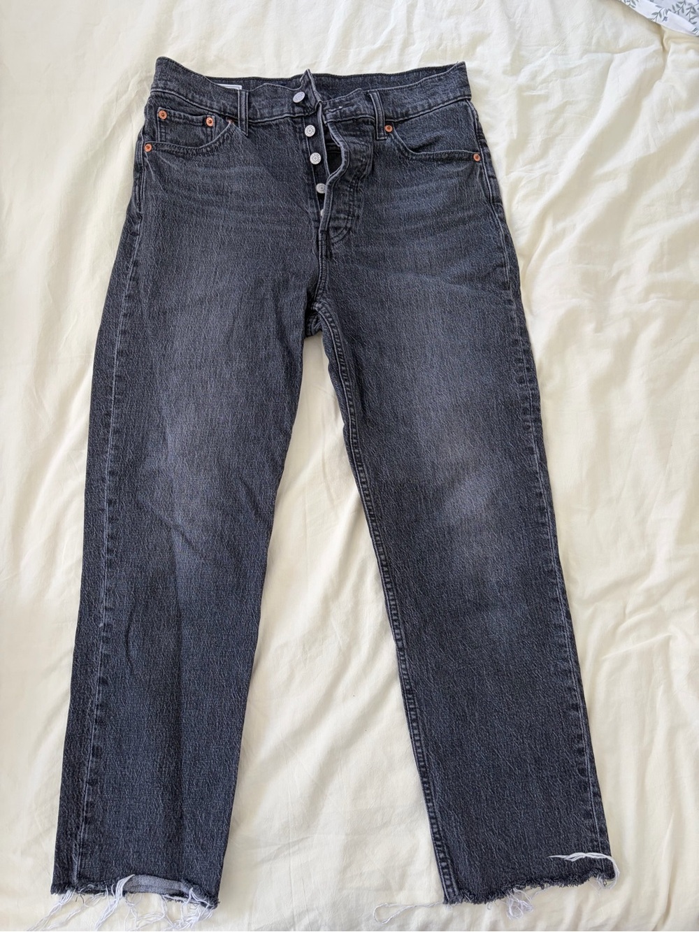 GAP Women's Black Straight-Leg Button-Fly Jeans